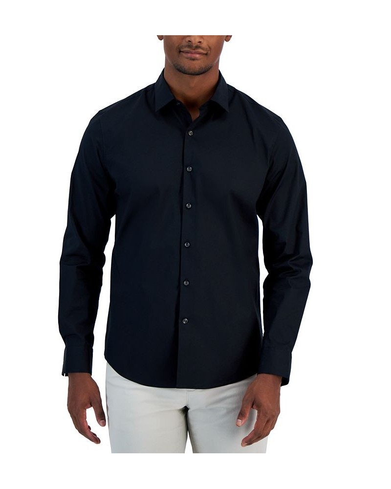 Men's Modern Classic-Fit Stretch Solid Button-Down Shirt Deep Black $12.80 Shirts