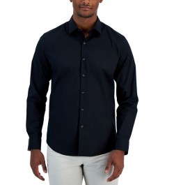 Men's Modern Classic-Fit Stretch Solid Button-Down Shirt Deep Black $12.80 Shirts