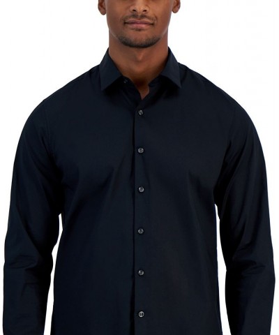 Men's Modern Classic-Fit Stretch Solid Button-Down Shirt Deep Black $12.80 Shirts