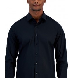 Men's Modern Classic-Fit Stretch Solid Button-Down Shirt Deep Black $12.80 Shirts