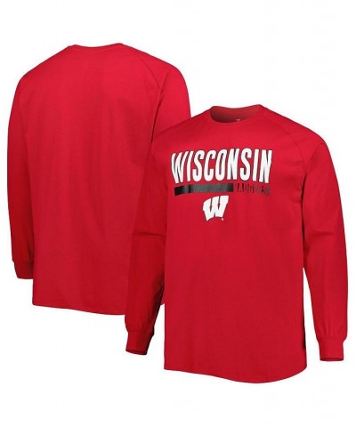 Men's Red Wisconsin Badgers Big and Tall Two-Hit Raglan Long Sleeve T-shirt $18.45 T-Shirts