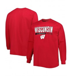 Men's Red Wisconsin Badgers Big and Tall Two-Hit Raglan Long Sleeve T-shirt $18.45 T-Shirts