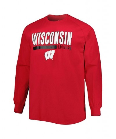 Men's Red Wisconsin Badgers Big and Tall Two-Hit Raglan Long Sleeve T-shirt $18.45 T-Shirts