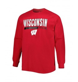 Men's Red Wisconsin Badgers Big and Tall Two-Hit Raglan Long Sleeve T-shirt $18.45 T-Shirts