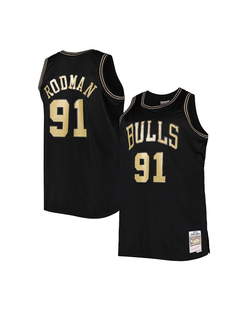 Men's Dennis Rodman Black Chicago Bulls Team Big and Tall Hardwood Classics 1997-98 Swingman Jersey $51.00 Jersey