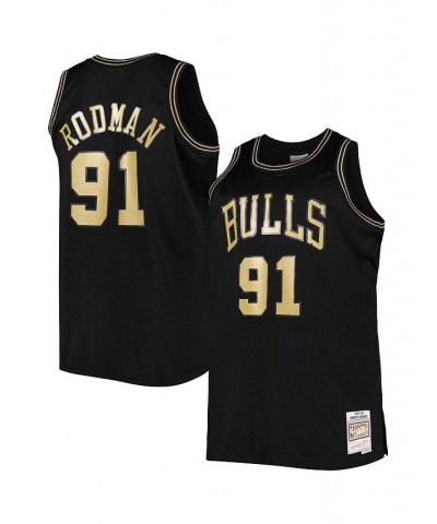 Men's Dennis Rodman Black Chicago Bulls Team Big and Tall Hardwood Classics 1997-98 Swingman Jersey $51.00 Jersey