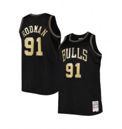 Men's Dennis Rodman Black Chicago Bulls Team Big and Tall Hardwood Classics 1997-98 Swingman Jersey $51.00 Jersey