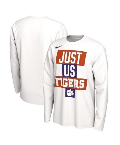 Men's White Clemson Tigers 2021 Postseason Basketball Just Us Bench Legend Long Sleeve T-shirt $21.99 T-Shirts