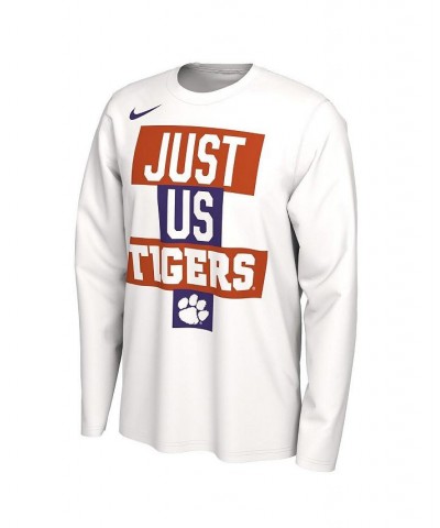 Men's White Clemson Tigers 2021 Postseason Basketball Just Us Bench Legend Long Sleeve T-shirt $21.99 T-Shirts