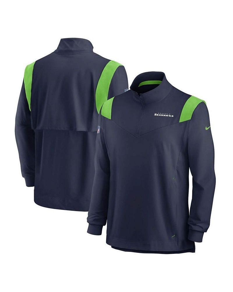 Men's College Navy Seattle Seahawks 2021 Sideline Coaches Repel Quarter-Zip Jacket $30.80 Jackets