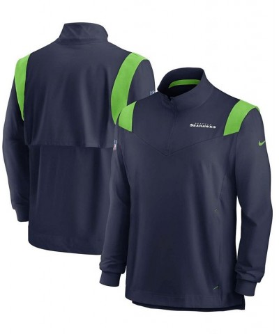 Men's College Navy Seattle Seahawks 2021 Sideline Coaches Repel Quarter-Zip Jacket $30.80 Jackets