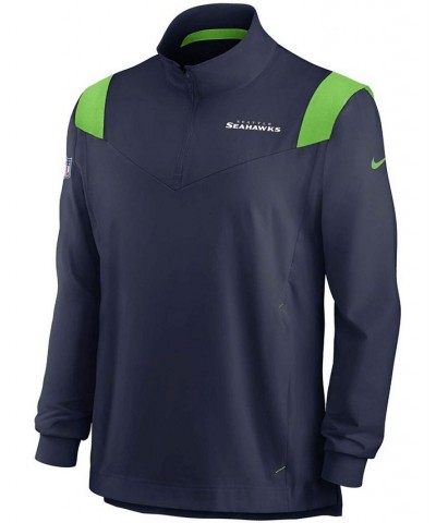 Men's College Navy Seattle Seahawks 2021 Sideline Coaches Repel Quarter-Zip Jacket $30.80 Jackets