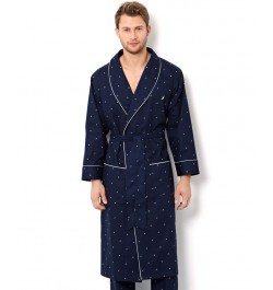 Men's Signature Light Weight J-Class Logo Woven Robe Blue $22.37 Pajama