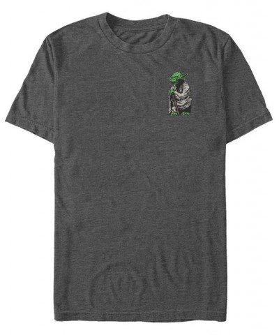 Star Wars Men's Yoda Staff Left Chest Short Sleeve T-Shirt Gray $16.10 T-Shirts