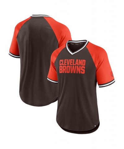 Men's Branded Brown, Orange Cleveland Browns Second Wind Raglan V-Neck T-shirt $31.79 T-Shirts