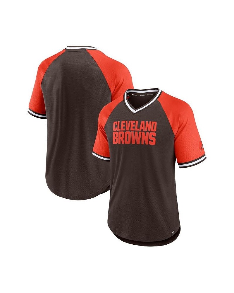 Men's Branded Brown, Orange Cleveland Browns Second Wind Raglan V-Neck T-shirt $31.79 T-Shirts