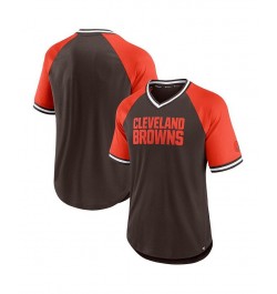 Men's Branded Brown, Orange Cleveland Browns Second Wind Raglan V-Neck T-shirt $31.79 T-Shirts