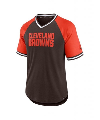 Men's Branded Brown, Orange Cleveland Browns Second Wind Raglan V-Neck T-shirt $31.79 T-Shirts