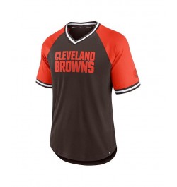 Men's Branded Brown, Orange Cleveland Browns Second Wind Raglan V-Neck T-shirt $31.79 T-Shirts