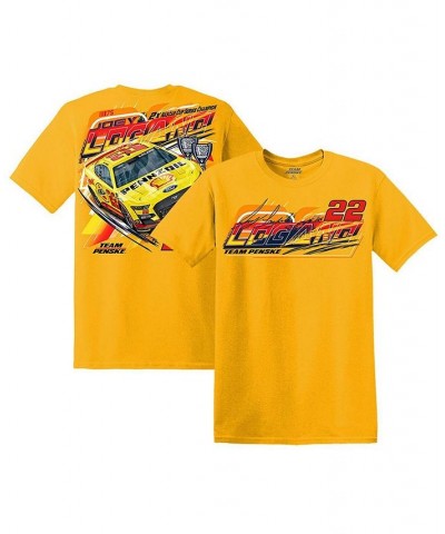 Men's Gold Joey Logano Car T-shirt $17.20 T-Shirts