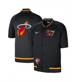 Men's Black, White Miami Heat 2021/22 City Edition Therma Flex Showtime Short Sleeve Full-Snap Bomber Jacket $37.95 Jackets