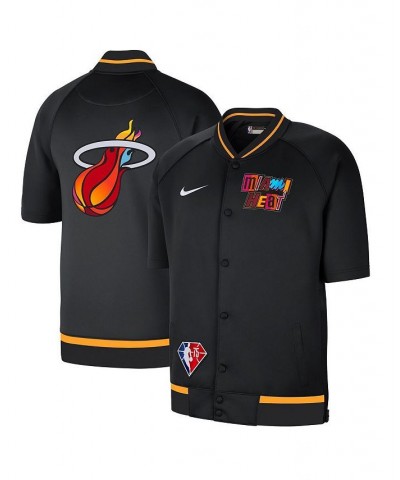 Men's Black, White Miami Heat 2021/22 City Edition Therma Flex Showtime Short Sleeve Full-Snap Bomber Jacket $37.95 Jackets