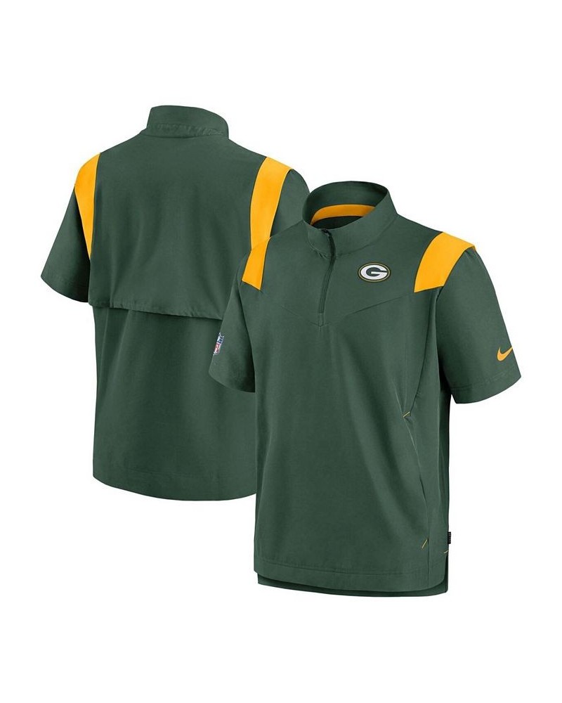 Men's Green Green Bay Packers Sideline Coaches Short Sleeve Quarter-Zip Jacket $39.20 Jackets