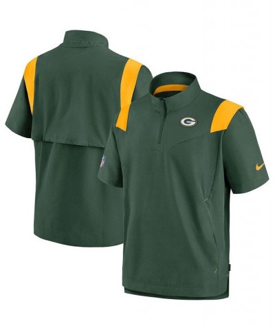 Men's Green Green Bay Packers Sideline Coaches Short Sleeve Quarter-Zip Jacket $39.20 Jackets