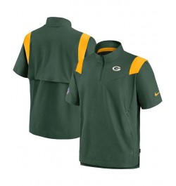 Men's Green Green Bay Packers Sideline Coaches Short Sleeve Quarter-Zip Jacket $39.20 Jackets