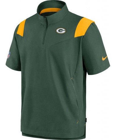 Men's Green Green Bay Packers Sideline Coaches Short Sleeve Quarter-Zip Jacket $39.20 Jackets