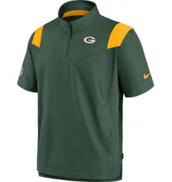 Men's Green Green Bay Packers Sideline Coaches Short Sleeve Quarter-Zip Jacket $39.20 Jackets