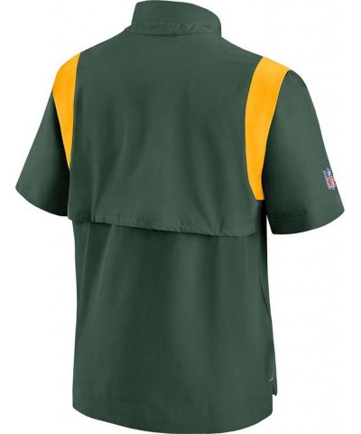 Men's Green Green Bay Packers Sideline Coaches Short Sleeve Quarter-Zip Jacket $39.20 Jackets