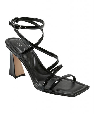 Women's Mahima Strappy Tapered Heel Dress Sandals Black $48.95 Shoes