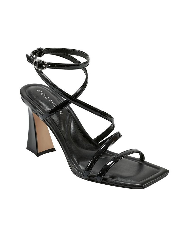 Women's Mahima Strappy Tapered Heel Dress Sandals Black $48.95 Shoes