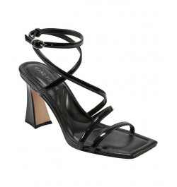 Women's Mahima Strappy Tapered Heel Dress Sandals Black $48.95 Shoes