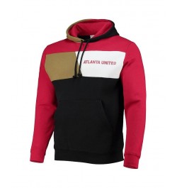 Men's Black and Red Atlanta United FC Colorblock Fleece Pullover Hoodie $40.00 Sweatshirt