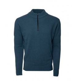 Men's Mock Neck Texture Quarter Zip Knitted Sweater Blue $31.98 Sweaters