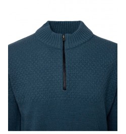 Men's Mock Neck Texture Quarter Zip Knitted Sweater Blue $31.98 Sweaters