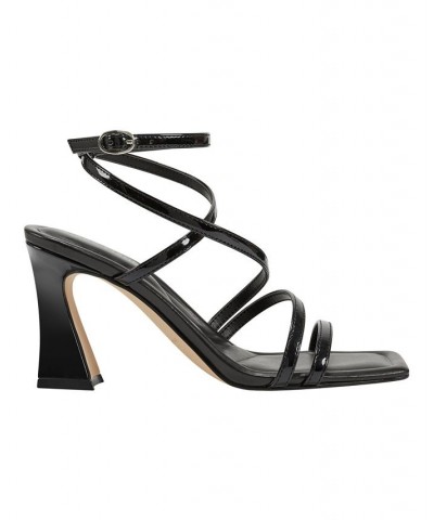 Women's Mahima Strappy Tapered Heel Dress Sandals Black $48.95 Shoes