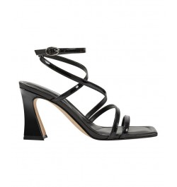 Women's Mahima Strappy Tapered Heel Dress Sandals Black $48.95 Shoes