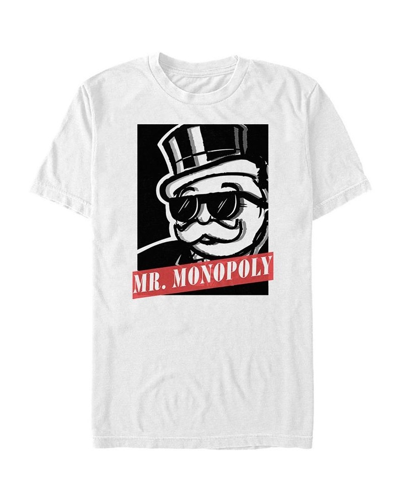 Monopoly Men's Mr Monopoly Graphic Poster Short Sleeve T-Shirt White $15.05 T-Shirts