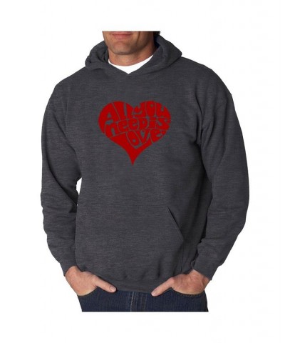 Men's Word Art Hooded Sweatshirt - All You Need Is Love Gray $33.59 Sweatshirt