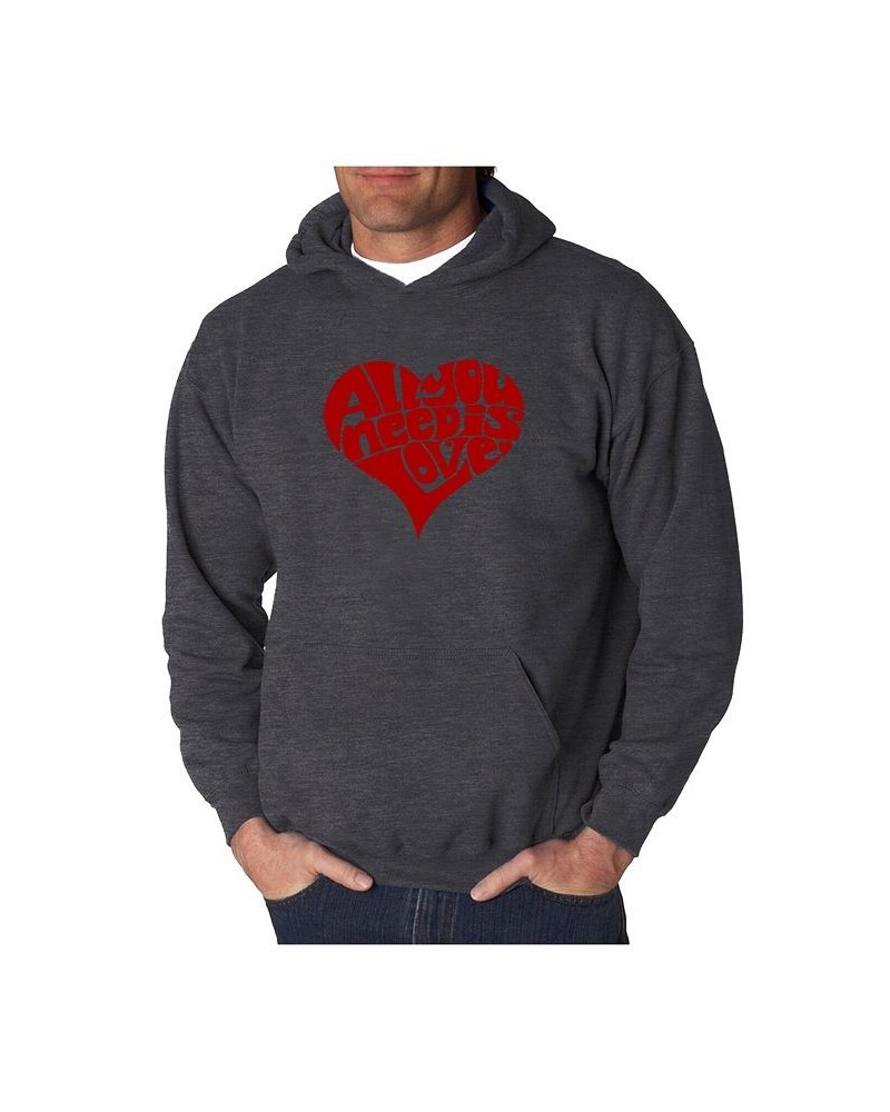 Men's Word Art Hooded Sweatshirt - All You Need Is Love Gray $33.59 Sweatshirt