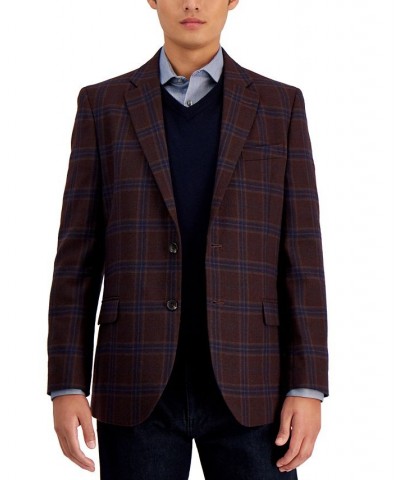 Men's Modern-Fit Plaid Tweed Sport Coat Red $39.68 Blazers