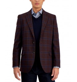 Men's Modern-Fit Plaid Tweed Sport Coat Red $39.68 Blazers