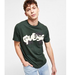 Men's Raised Graffiti Logo Print T-Shirt Green $24.72 T-Shirts