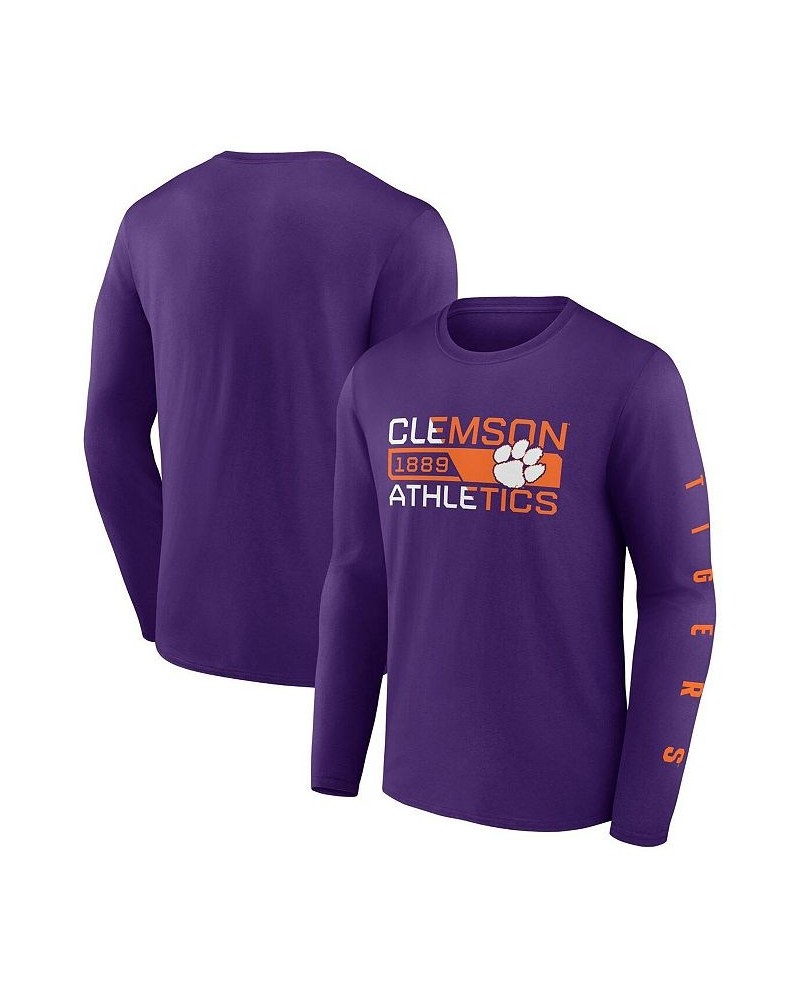 Men's Purple Clemson Tigers Broad Jump 2-Hit Long Sleeve T-shirt $19.03 T-Shirts