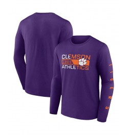 Men's Purple Clemson Tigers Broad Jump 2-Hit Long Sleeve T-shirt $19.03 T-Shirts