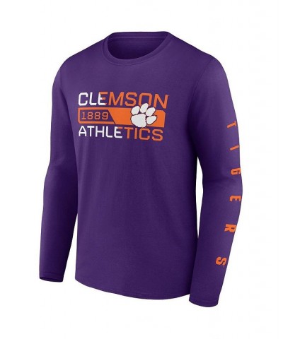 Men's Purple Clemson Tigers Broad Jump 2-Hit Long Sleeve T-shirt $19.03 T-Shirts