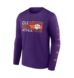 Men's Purple Clemson Tigers Broad Jump 2-Hit Long Sleeve T-shirt $19.03 T-Shirts